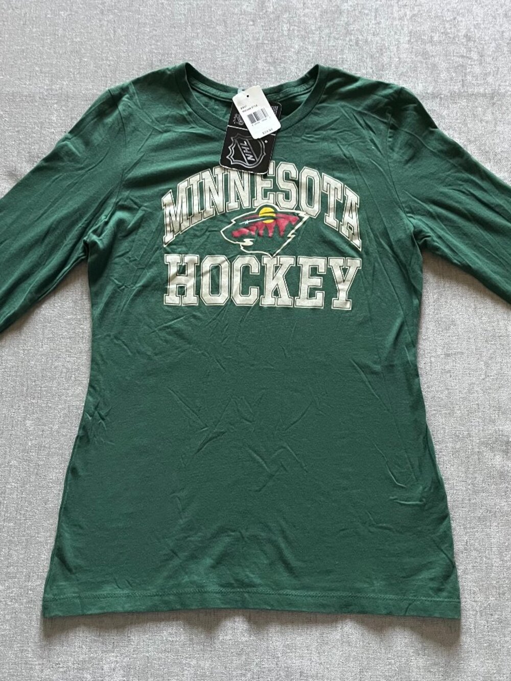 Minnesota Wild Long Sleeve Shirt Women S Green NHL Hockey Cotton NEW NWT